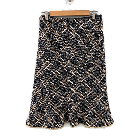 ECI New York Tweed Silk Trim Skirt - Black/White/Tan 4 - Picture 2 of 5